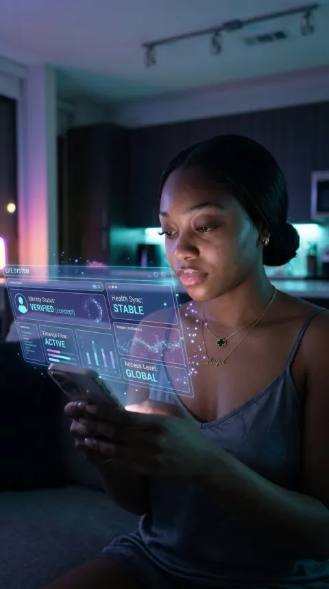 Cyber Night Holographic Life Interface