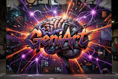 Cyberpunk Graffiti Mural Art