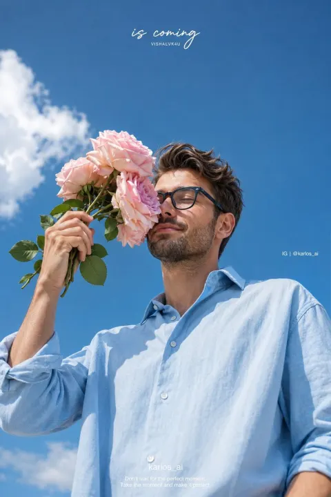 Rose Boy Summer Sky Portrait