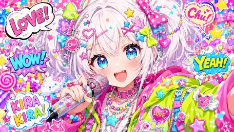 Neon Kawaii Anime Idol Portrait