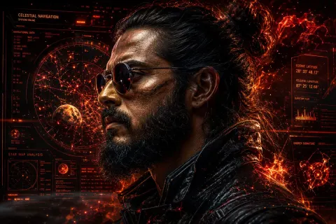 Cosmic Cyberpunk Cinematic Portrait