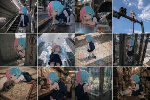 2D Anime Character Real World Grid