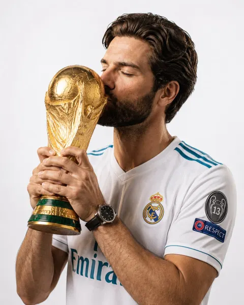 Kissing World Cup Trophy Portrait