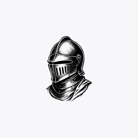 Medieval Knight Helmet Woodcut