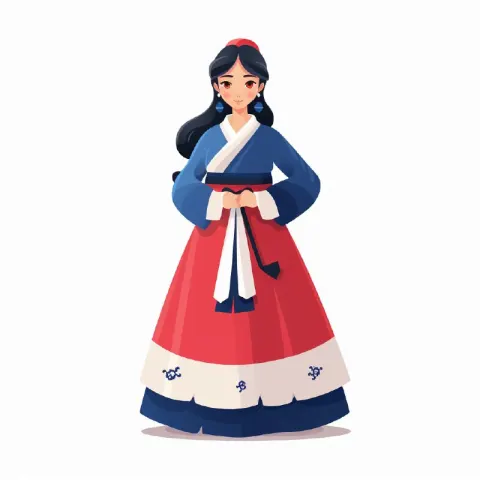 Korean Hanbok Flat Vector Illustration