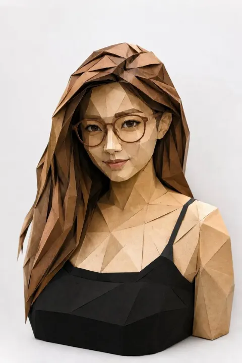 Low-Poly Papercraft Portrait