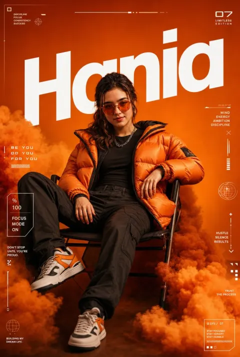 Cinematic Orange Smoke Fashion Poster
