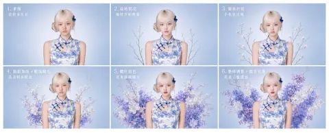 Qipao Floral Makeup 6-Step Flowchart