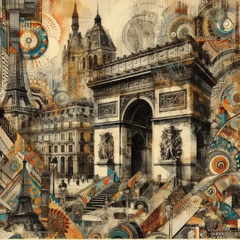 Zentangle Paris Cityscape Digital Collage