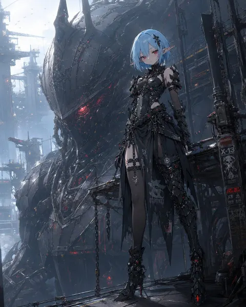 Cyberpunk Elf Girl Dark Sci-Fi Art