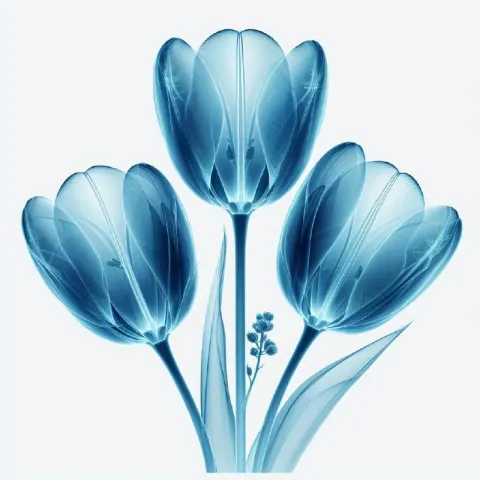 Three Blue Tulips X-Ray Style Illustration