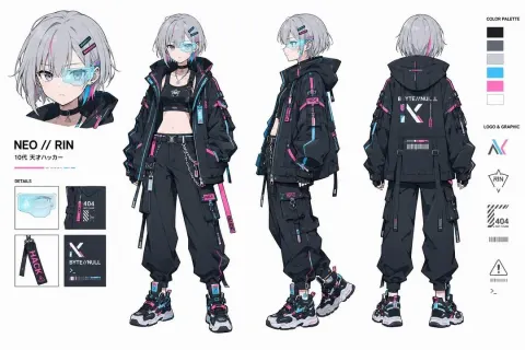 Cyberpunk Hacker Girl Character Design
