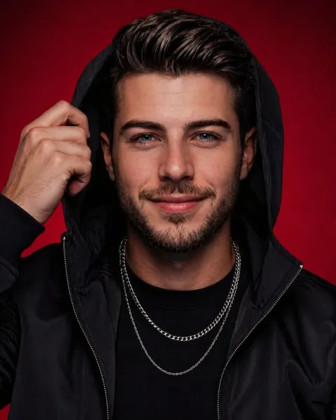 Bold Red Studio Portrait