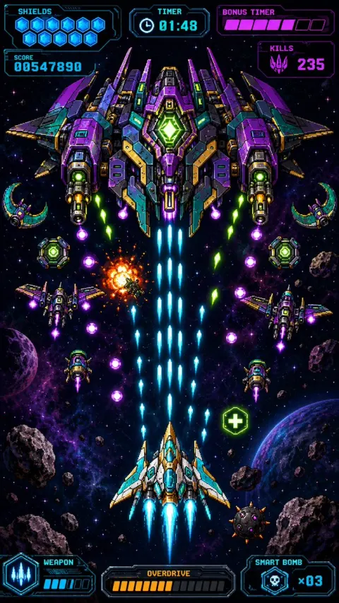 Neon Bullet Hell Space Battle
