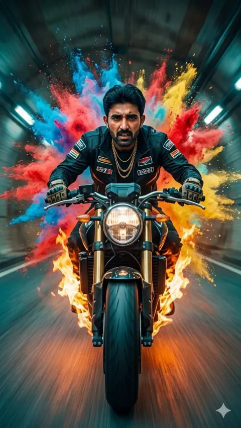 Biker Tunnel Powder Explosion