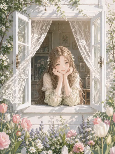 Dreamy Garden Window Girl