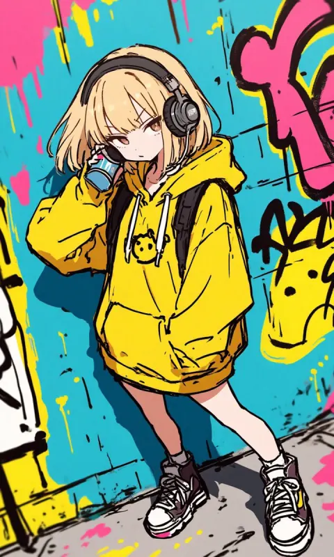 Anime Graffiti Girl Street Art