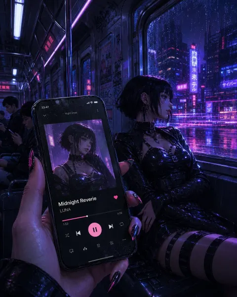 Cyberpunk Rainy Subway Night