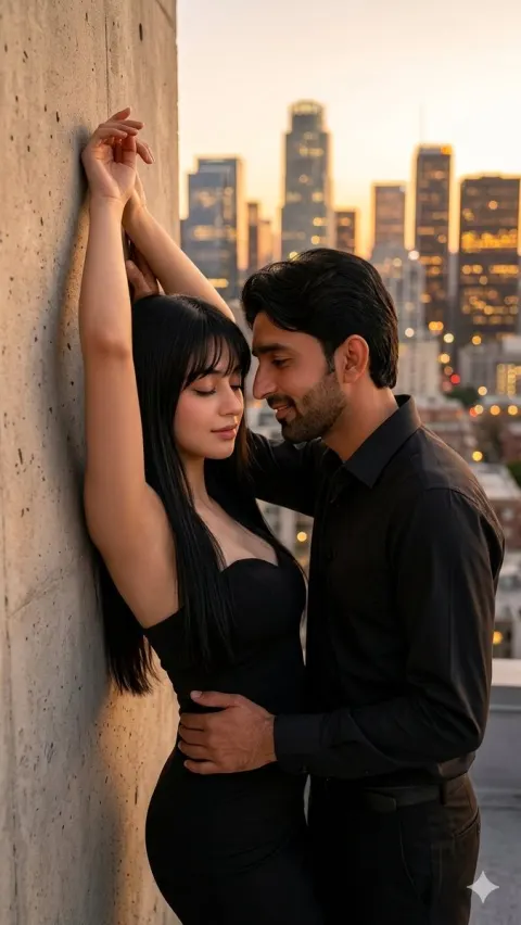 Romantic Rooftop Couple Portrait