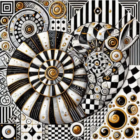 Geometric Escargot with Klimt Accents