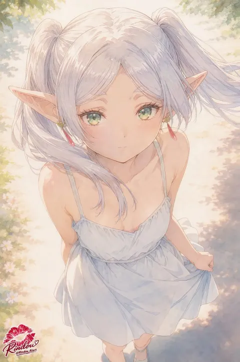 Shy Elf Girl Garden Stroll