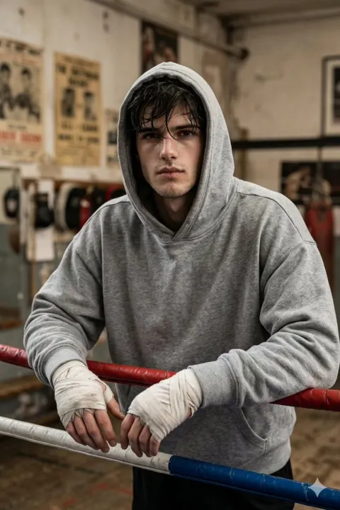 Boxing Ring Contemplation Realistic Portrait