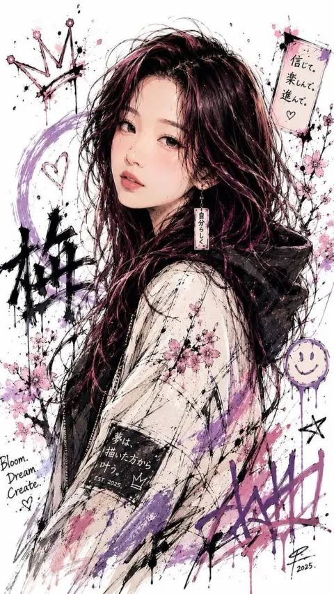 Ink Pastel Girl Portrait