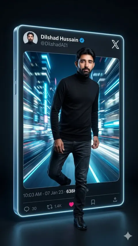 Cinematic 3D Man Breaking Twitter Screen