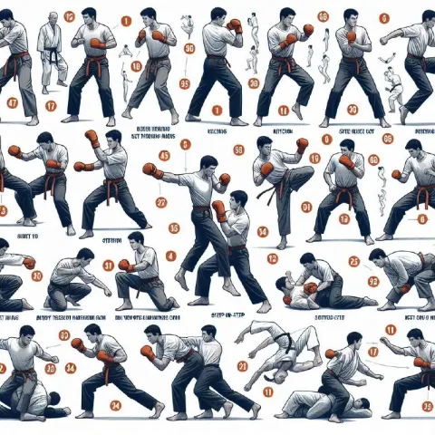 Step-by-Step Fighting Techniques and Martial Arts Diagram