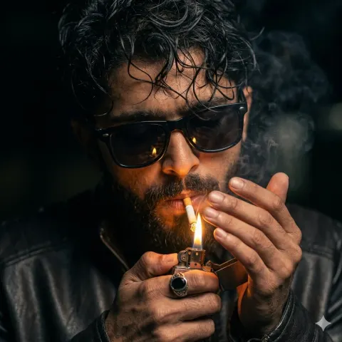 Moody Cigarette Lighter Portrait