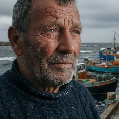 Icelandic Fisherman Stormy Harbor Portrait