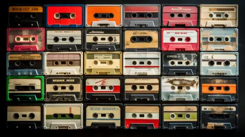 Assorted Used Vintage Audio Cassettes in High Resolution