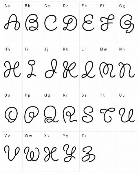 Whimsical Cursive Alphabet Specimen