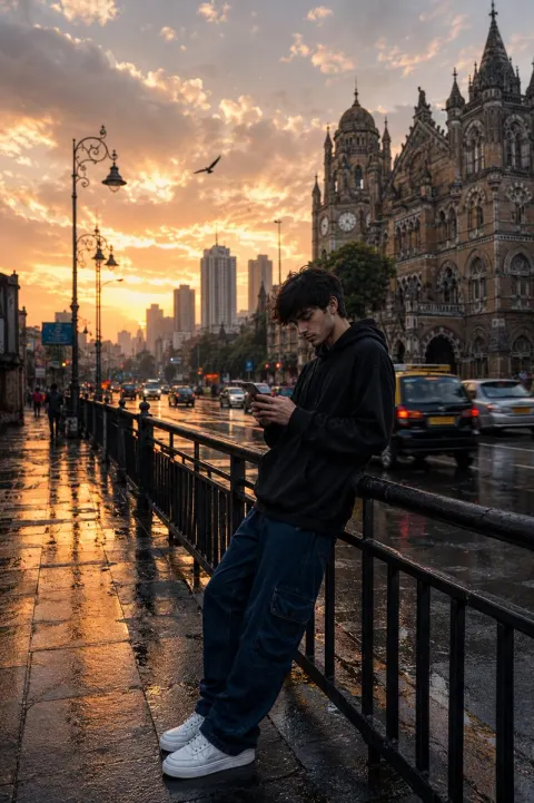 Rainy Mumbai Golden Hour Street