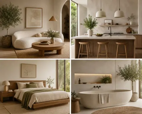 Warm Minimalist Japandi Interior Collage