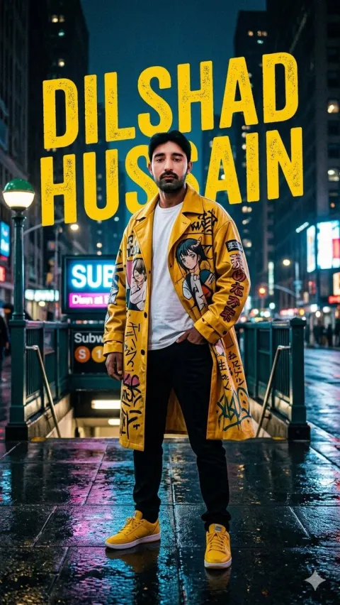 Neon Rain Night Yellow Coat Portrait