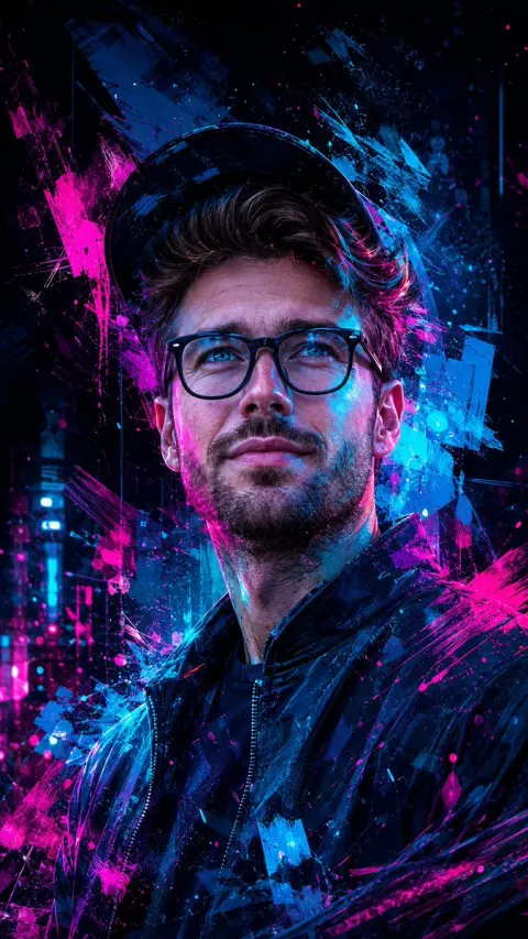 Neon Cyberpunk Portrait of Vision
