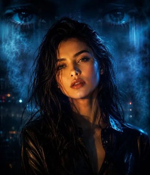 Cyberpunk Noir Cinematic Portrait