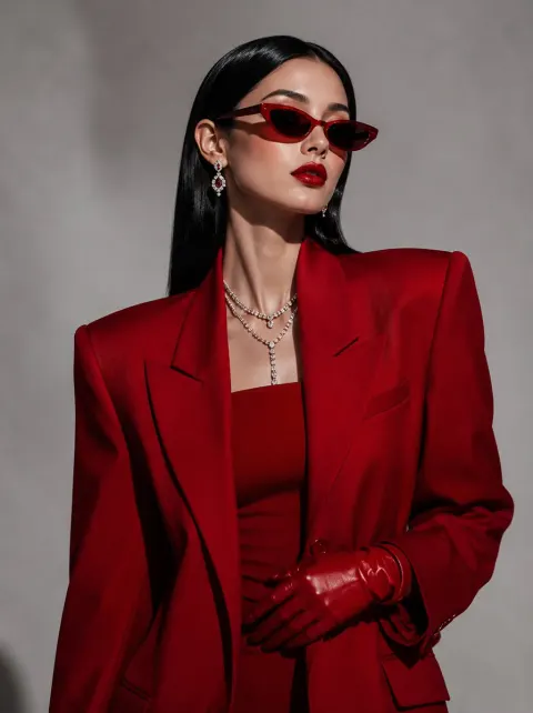 Korean High Fashion Crimson Portrait