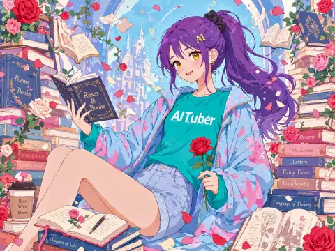 Dreamy Anime Girl Rose Library