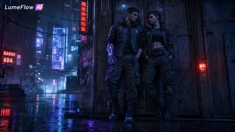 Neon Rain Cyberpunk Lovers