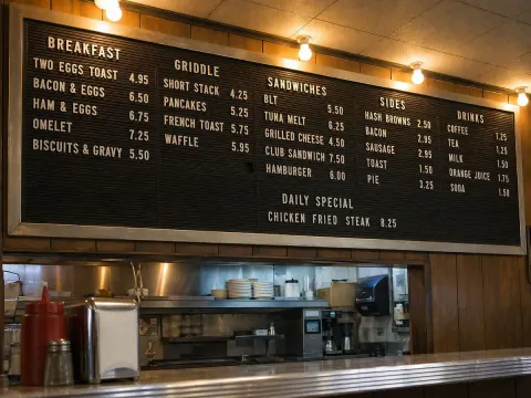 Classic American Diner Menu Wall