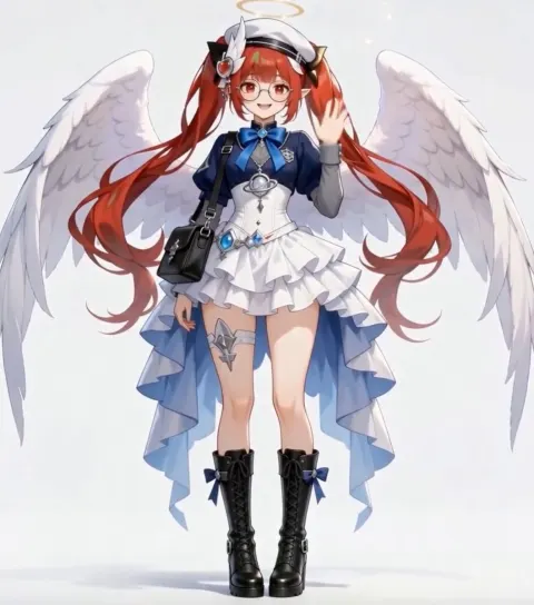 Angel Schoolgirl Full-Body Reference Art