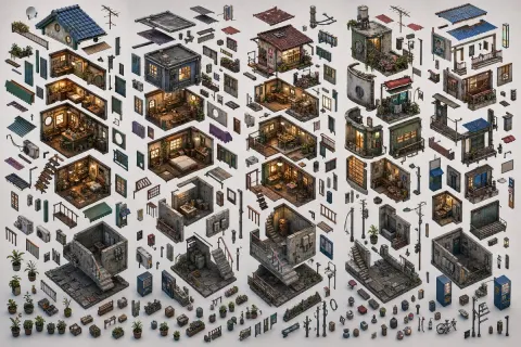 Retro City Exploded Isometric