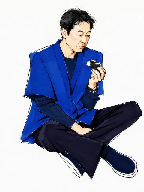 Loose Fashion Illustration With Rice Ball