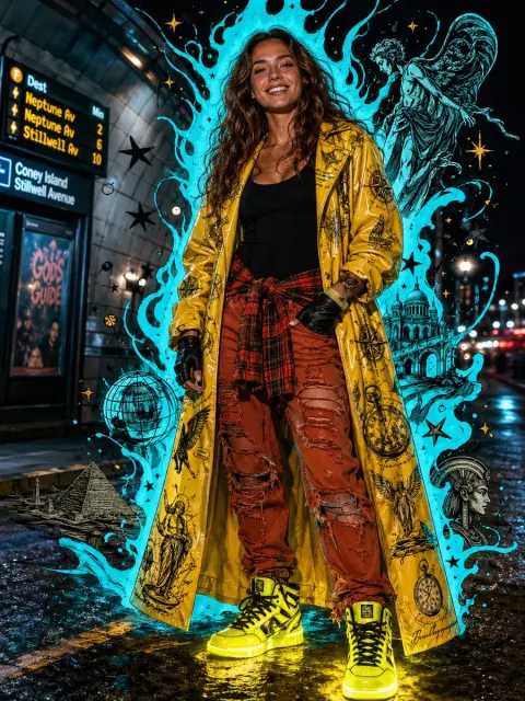 Neon Cyan Streetwear Editorial