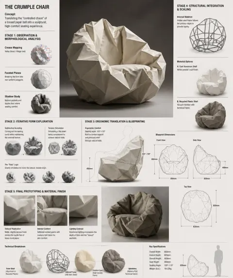 Crumpled Paper Chair Design