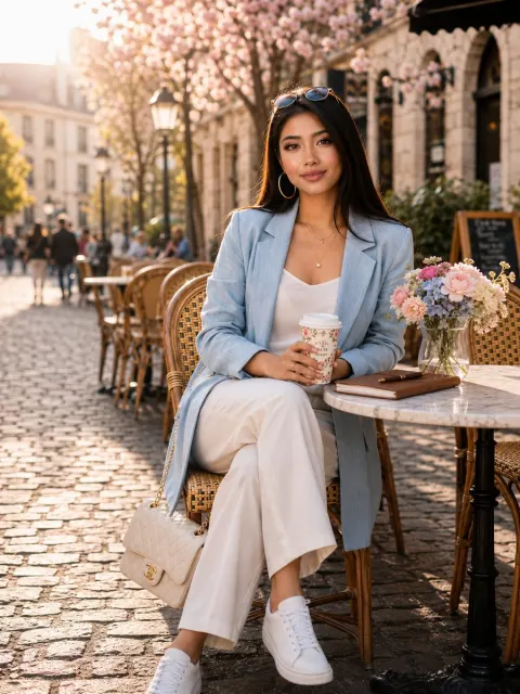 Golden Hour Café Fashion Portrait