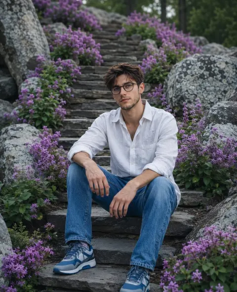 Cinematic Mountain Garden Portrait