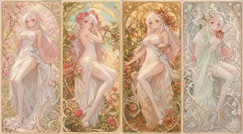 Art Nouveau Four Seasons Floral Hair